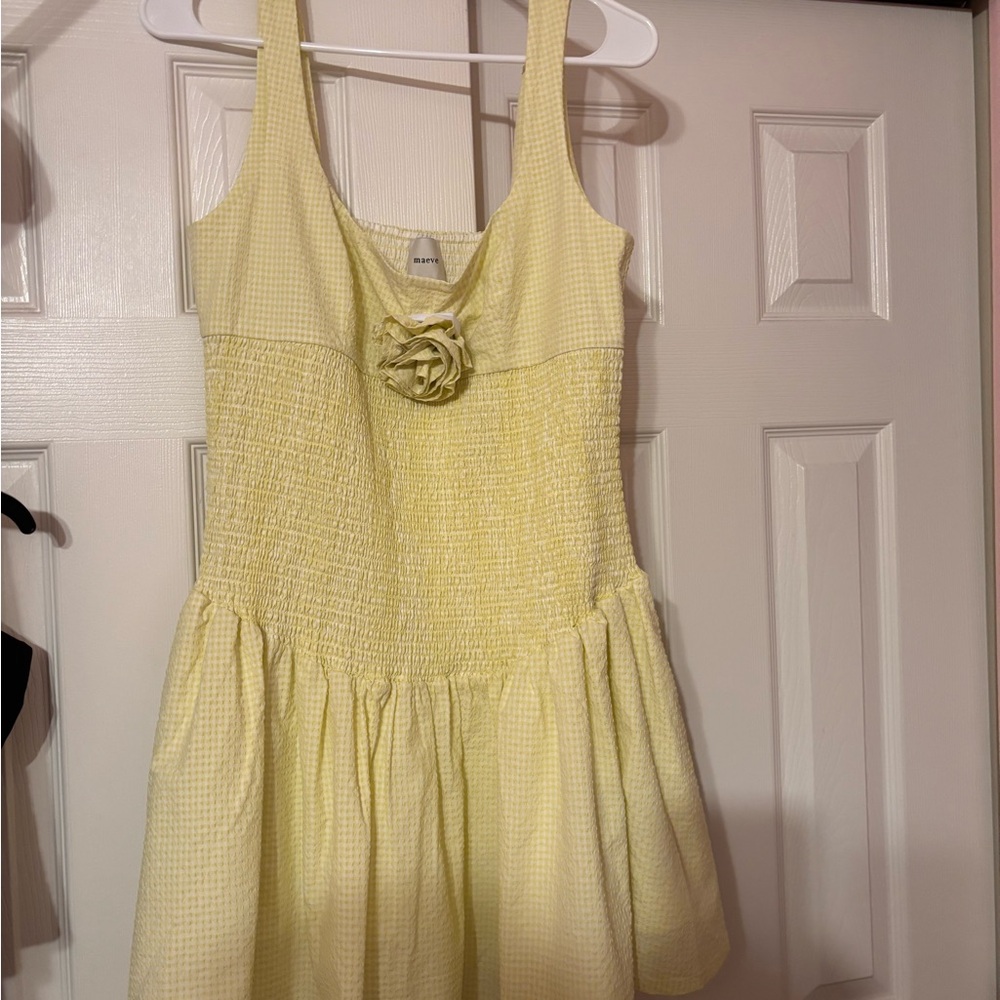 Anthropologie Maeve Light Yellow Textured Dress - new, never worn